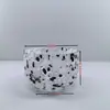 Cenicero con Patrón de Puntos de Colores, Vaso de Vidrio para Velas, Vaso Vacío, Vaso para Velas, Vaso Transparente con Patrón de Puntos de Colores y Textura