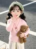 2026 Nuevo Estilo Coreano Suéter Versátil para Niñas con Adorno de Volantes Otoño Nuevo Ropa para Niños Cuello Alto Capa Base Moda