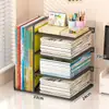 Estantería de Escritorio Soporte para Libros Estante de Almacenamiento de Libros Vertical de Múltiples Niveles Armario Pequeño de Almacenamiento Doméstico Estante de Almacenamiento de Archivos para Oficina