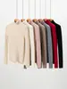 Suéter de cachemira para mujer 100% cachemira de cabra, pieza única sin costuras, suéter de cuello alto ajustado para mujer, color liso de otoño e invierno, camisa base de punto