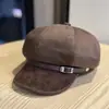 Boina estilo retrô com fivela estilo coreano para mulheres, outono e inverno, estilo chinês, delicada, adequada para compras e deslocamento, chapéu de artista da moda