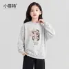 Moletom infantil Xiaofite 2026 outono novo estampa de desenho animado roupas para crianças maiores, gola redonda versátil blusa para meninas