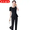 Traje profesional para mujer de verano de manga corta para salón de belleza, recepción, herramientas, hotel, restaurante, asistente, azafata, uniforme, ropa de trabajo