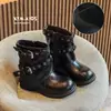 Nuevas Botas Infantiles Otoño 2026 Moda y Estilo Hebilla de Cinturón Botas Individuales para Niñas con Tachuelas Botas de Moda
