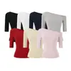 Camiseta Pura y Atractiva de Tencel Hombros Descubiertos Manga Media para Mujer, Nuevo Estilo Verano 2026, Ceñida a la Cintura, Fruncida, Corte Ajustado, Top Corto para Chicas Atrevidas