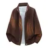 Chaqueta de alta calidad con tacto de terciopelo y cuello alto para hombre, moda casual de otoño, elegante y guapa, abrigo de lujo ligero de alta gama