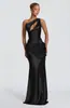 Largo Vestido de Gala de Lujo con Lazo en un Hombro, Vestido Sirena que Ceñe la Cintura, Corte Ajustado, Favorecedor para Fiestas, Anfitrionas y Actuaciones