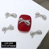 Accesorios para decoración de uñas con lazo lateral de circonita plateada, libro rojo pequeño, luz de lujo, armadura, decoración, taladro de pila, accesorios para uñas