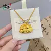Tienda de Oro Mismo Estilo Oro Arena Filigrana Hueca Bolsa de la Suerte Colgante Collar con Diamante Carácter de la Suerte Bolsa de Dinero Cadena para Clavícula para Regalo de Mujer