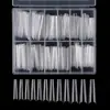 Uñas postizas de comercio electrónico transfronterizo 240 piezas largas mezclilla punta plana herramientas de belleza francesas uñas postizas finas puntas para uñas de perro suministros para uñas