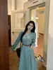 Vestido de Talla Grande para Mujer con Forma de Pera, Elegante y Digno, Estilo Otoño, Falda Línea A, Ceñido a la Cintura, Falda Larga Adelgazante
