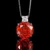 Nuevo Conjunto de Joyería Huabi 2025 Base de Cobre Chapado en Oro Corte Rosa Circonita Rojo Naranja Estilo Sencillo Piedra Principal 14-12mm