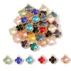 Pingente Colorido da Sorte de Trevo de Quatro Folhas com Borda de Strass, Furo Único, Acessórios para Joias DIY, Brincos, Pulseira, Pingente W590