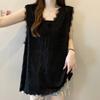 Camiseta sin mangas con cuello de encaje de talla grande para chicas gorditas, top y chaleco holgados de estilo casual interior a la moda