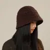 Chapéu de Pescador Versátil de Lã Tricotada para Mulheres com Grande Circunferência da Cabeça, Novo Outono/Inverno 2025 Estilo Coreano/Japonês, Tendência de Chapéu Bucket Emagrecedor