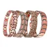 Pulsera Magnética Popular de Metal Antiguo de Cobre Rojo Transfronteriza Europea y Americana para Hombres, Pulsera de Pareja Magnética Completa Ancha Vintage Ajustable