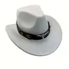 Sombrero de Fieltro de Ala Enrollada de Vaquero Occidental, Superventas Transfronterizo, Sombrero de Fieltro de Lana para Todas las Estaciones, Sombrero de Jazz Unisex de Ala Curva