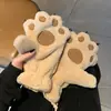 Guantes de Felpa con Forma de Pata de Oso y Pata de Gato Lindos de Dibujos Animados para Mujer, Colgantes para el Cuello, Adecuados para Niñas y Estudiantes, Forrados de Felpa, Engrosados para Protección contra el Frío, Tendencia de Ciclismo de Invierno