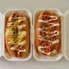 Caja Desechable de Pulpa Americana Caja para Hot Dogs Caja para Hamburguesas de Celebridad de Internet Rectangular Biodegradable Caja para Almuerzo de Croissant y Sándwich
