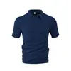 Ropa de hombre transfronteriza, estilo europeo y americano, verano, fina, transpirable, absorbe el sudor, holgada, casual, color liso, tejido jacquard, camisa polo de manga corta para hombre