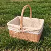 Cesta Pequena de Bambu em Vime, Cesta de Mão, Cesta de Armazenamento de Rattan, Cesta Trançada, Cesta de Piquenique de Colheita Infantil, Mini Cesta Pequena