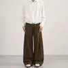 Calça Casual Lktm Masculina Retro Americana Cinza-Esverdeado Lavado Unissex Marca Tendência Desconstruída Linha A Perna Reta Comprimento Total