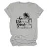 Cree que Hay Bien Amazon Ebay Sitio Independiente Camiseta de Manga Corta con Cuello Redondo de Moda y Elegante para Mujer