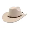Sombrero de Copa de Lana Occidental Transfronterizo para Hombres y Mujeres, Sombrero de Copa de una Sola Línea, Sombrero Jazz, Sombrero de Vaquero, Sombrero de Copa de Ala Ancha Yzd132