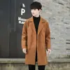 Novo Casaco Masculino de Lã com Botões Duplos de Comprimento Médio Outono/Inverno 2026, Casaco de Lã Casual com Caimento Solto para Homens, Roupa Externa