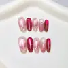 Luxo Leve Novo Estilo Unhas Olho de Gato Vermelho Framboesa com uma Vibração Branca que Realça, Gentil e Elegante, Arte de Unhas Feita à Mão Unhas Usáveis Produto Acabado Venda por Atacado