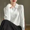 Nuevo top sencillo de punto, polo básico casual para mujer, holgado de manga larga, adecuado para otoño e invierno, blanco