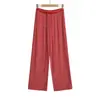 Calça Casual Listrada Ampla com Cordão para Mulheres, Outono, Cintura Elástica Confortável, Preguiçosa, Solta, Versátil, Comprimento Total