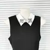 Nuevo Cuello de Tela Blanco con Pedrería de Diamantes de Imitación, Cuello Falso Floral, Cuello de Camisa, Cuello de Suéter, Cuello Falso Prehecho Accesorios Decorativos