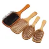 Peine de cojín de aire de bambú para masaje de meridianos de la cabeza, antiestático, previene la caída del cabello, desenreda el cabello, alisa el cabello, peine plano grande para mujer