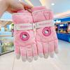 Guantes de esquí para niños Sanrio Kulomi de invierno para bebés, bonitos, cálidos, forrados con vellón, gruesos, impermeables para la nieve para niñas.