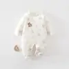 Macacão para recém-nascido para outono e inverno, macacão de bebê 100% algodão, acolchoado de 40g, roupa sem costura, macacão de bebê para primavera e outono