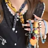 Collar con Bufanda de Seda Estampado Leopardo Maillard para Mujer Diseño Retro Único de Nicho Cadena para Suéter Accesorios de Collar Elegantes Personalizados para Mujer