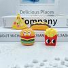 Simulación hamburguesa papas fritas llavero colgante lindo llavero de dibujos animados muñeca hamburguesa papas fritas pegamento crema diy