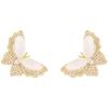 Pendientes de mariposa con diamantes y piedra de ojo de gato con diseño de nicho, estilo coreano, sencillos y de alta gama.