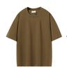 Camiseta de Manga Corta para Hombre de Algodón Puro de Doble Hilo de Peso Pesado 280g, Corte Holgado, Hombro Caído, Cuello Redondo, Camisa Cultural Casual de Color Sólido