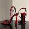 Sandalias de tacón alto para mujer, nueva colección de verano 2026, diseño de punta abierta con adornos de pedrería, detalle de correa única con hebilla, tacón de aguja, charol, zapatos sexys para mujer