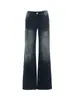 YECHUAN # Jeans estilo retro americano com fivela Paris para mulheres, novas calças pantalona justas de cintura baixa para o outono