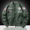Jaqueta Masculina Primavera e Outono Novo Estilo Jaqueta Aviador Masculina Bordada Verde Militar Roupa de Trabalho Casual Jaqueta Baseball Marca Tendência