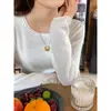 Suéter de punto gris de manga larga para mujer, nuevo suéter fino 2026, top básico suelto de cuello redondo estilo Chanel