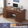 Mesa de computador de madeira maciça para uso no escritório com gavetas, mesa com organizador de mesa para casa, escrivaninha pequena para estudo em apartamento