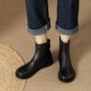 Botas Femininas Retrô com Design Costurado, Bico Redondo e Cano Fino para Outono e Inverno, Novas Botas Baixas macias para o dia a dia, Botas Curtas com Salto Baixo para Mulheres