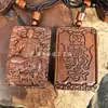 Colgante Emperador Zhenwu Colgante de Madera de Azufaifo Golpeada por Rayo Natural Amuleto de Cultura Taoísta de la Montaña Longhu Colgante de Joyería de 4*6cm