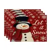 Amazon Manteles Navideños Muñeco de Nieve Árbol de Navidad Manteles Decoración de Mesa de Comedor Occidental Manteles Aislantes Fiesta Navideña