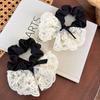 Suave Elegante Lace Bow Anel de Cabelo Corda de Cabelo Moda Coreana Tecido Branco Anel Intestinal Tendão de Borracha Elástica