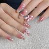 Uñas Almendradas Portátiles, Uñas Largas Estilo Europeo y Americano, Estilo Dulce y Fresco, Arte de Uñas con Pedrería Estrella Cruzada Blanco y Negro, Puntas de Uñas Postizas, Pegatinas para Uñas